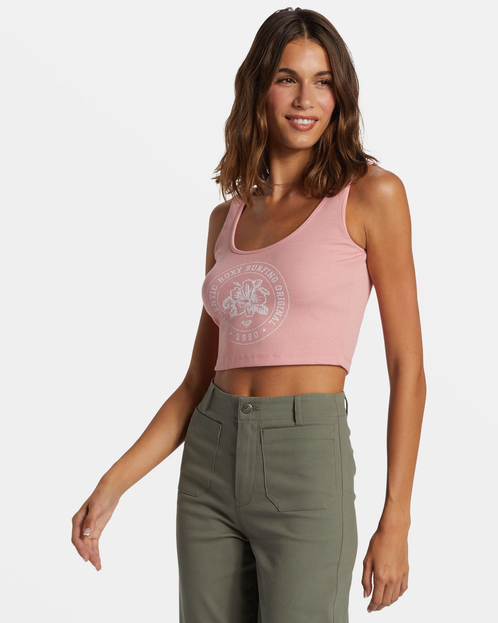 Roxy Surfing Original Cropped Tank Top - Candlelight Peach