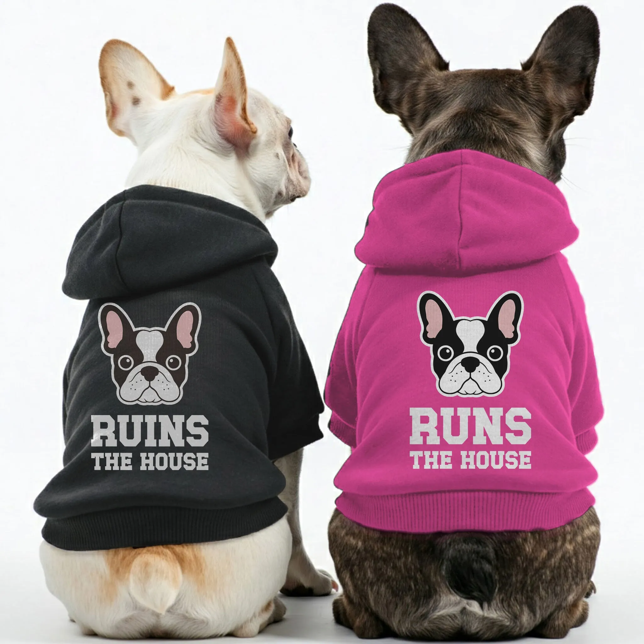 Runs the House and Ruins the House - Matching French Bulldog Hoodies – Stylish, Cozy & Personalized!