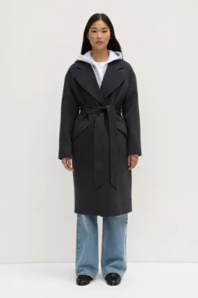 Sadie Single Breasted Wool Coat Charcoal Marle