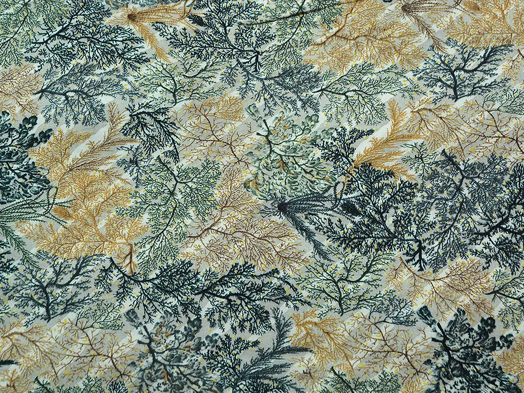 Sage Autumn Seasonal Multicolor Digital Print Cotton Rayon Fabric