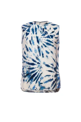 Sleeveless Ginger Blouse Blue Tie Dye