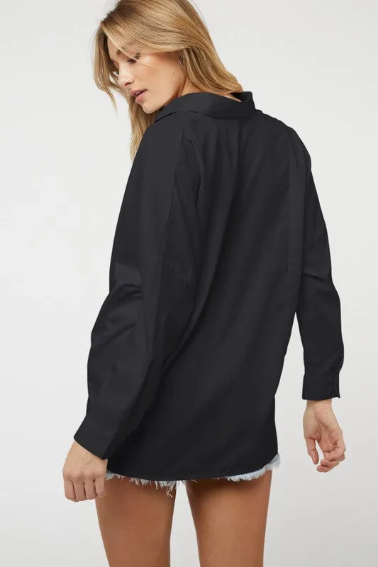 Solid Long Sleeve Button Down Shirt