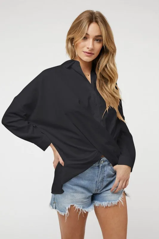 Solid Long Sleeve Button Down Shirt