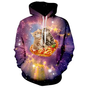 Space Pizza Cats Funny Hoodie