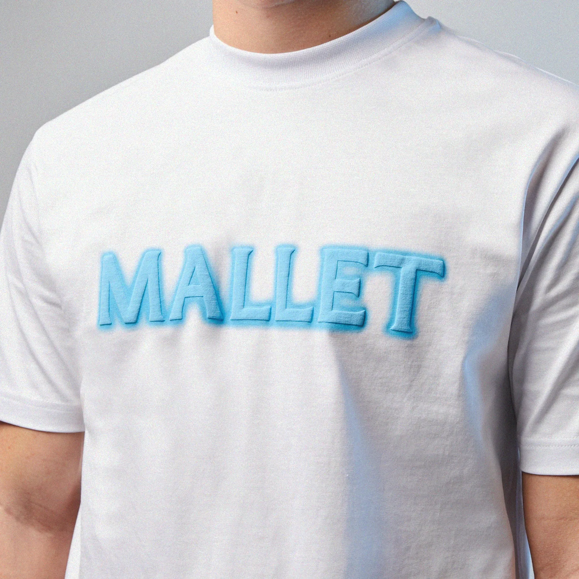 Spray Print Logo Tee - White Blue