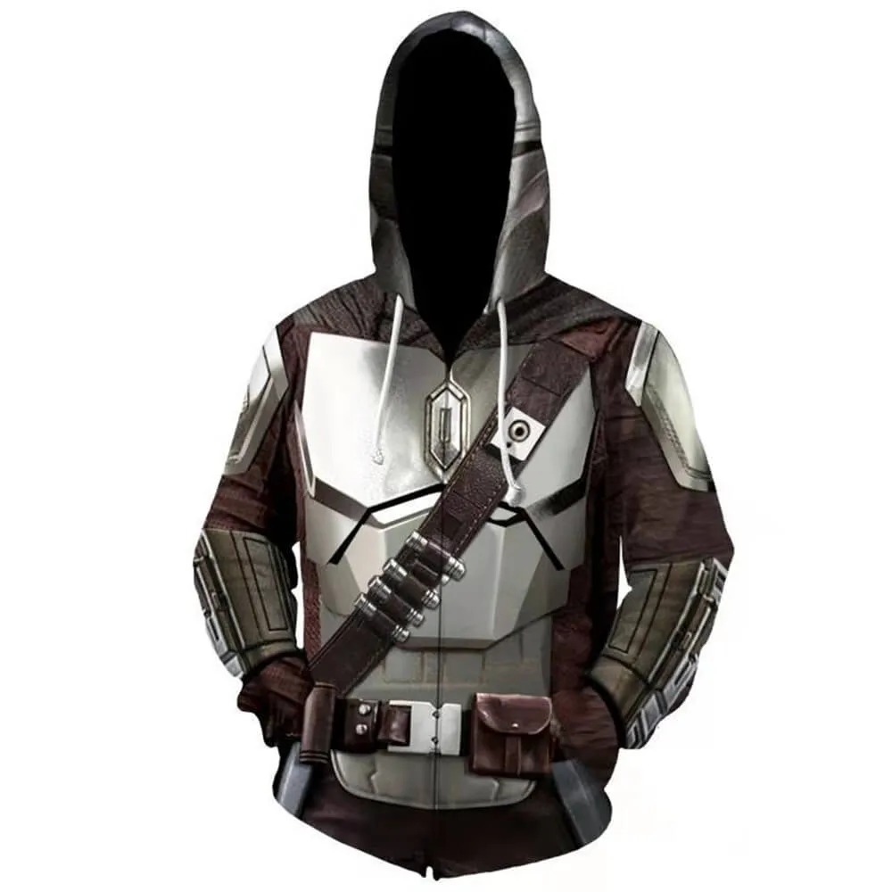 Star Wars Movie Mandalorian Jango Fett Unisex Adult Zip Up 3D Print Hoodies Jacket Sweatshirt