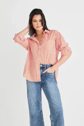 Stories Be Told - You Got This Oversized Poplin Shirt - Tangerine