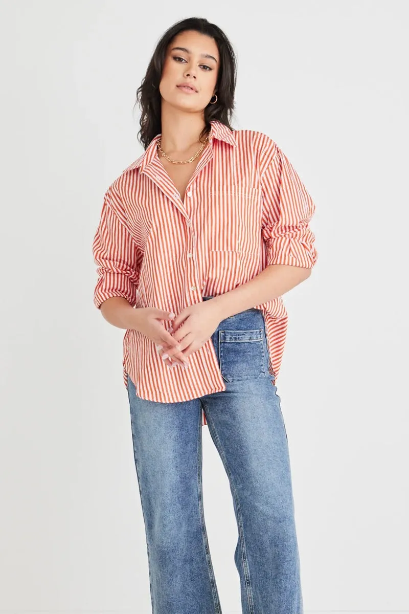 Stories Be Told - You Got This Oversized Poplin Shirt - Tangerine