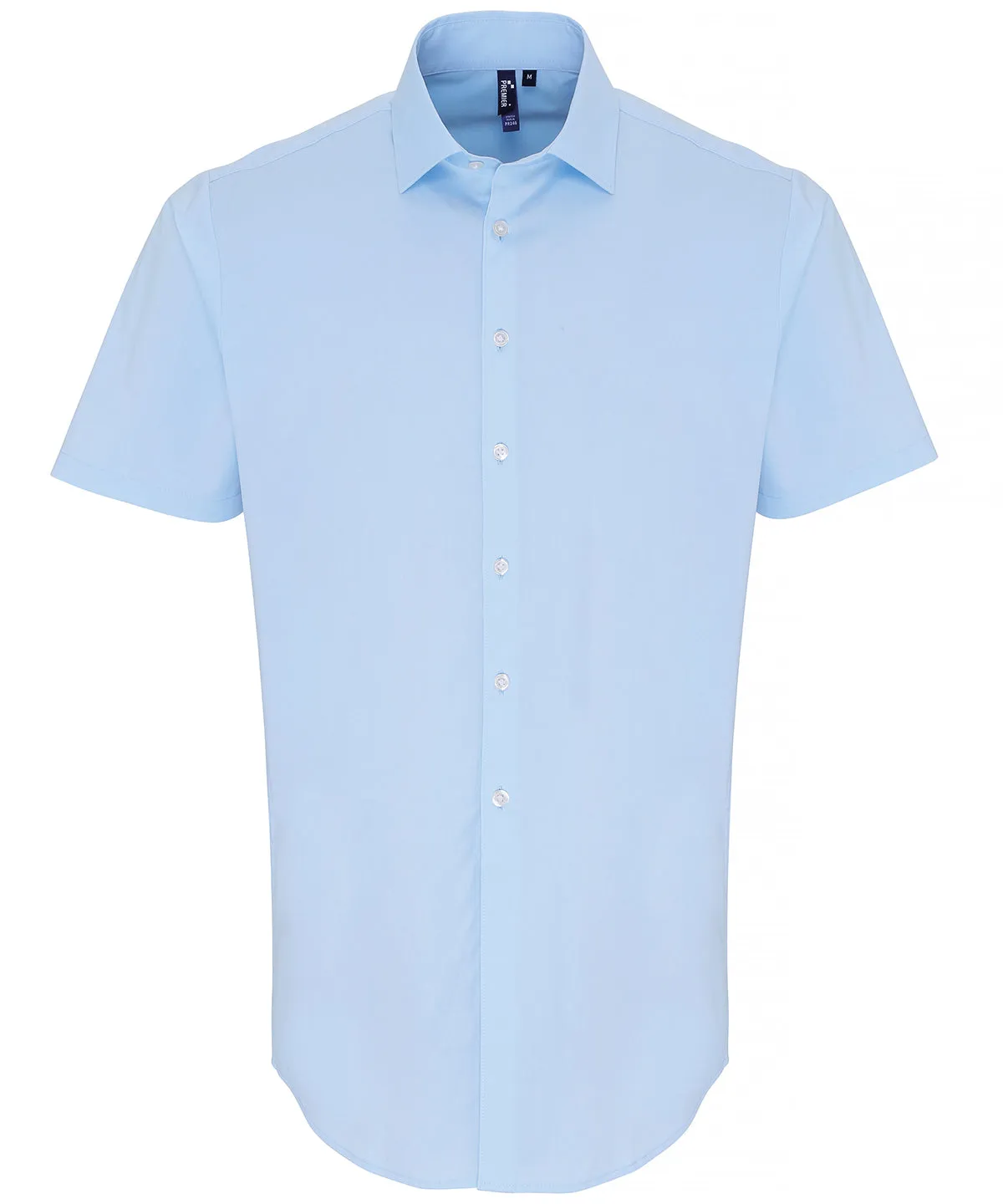 Stretch fit cotton poplin short sleeve shirt | Pale Blue