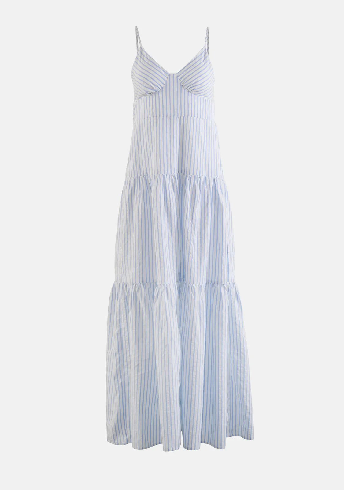 Striped Open Back Flowy Maxi Dress