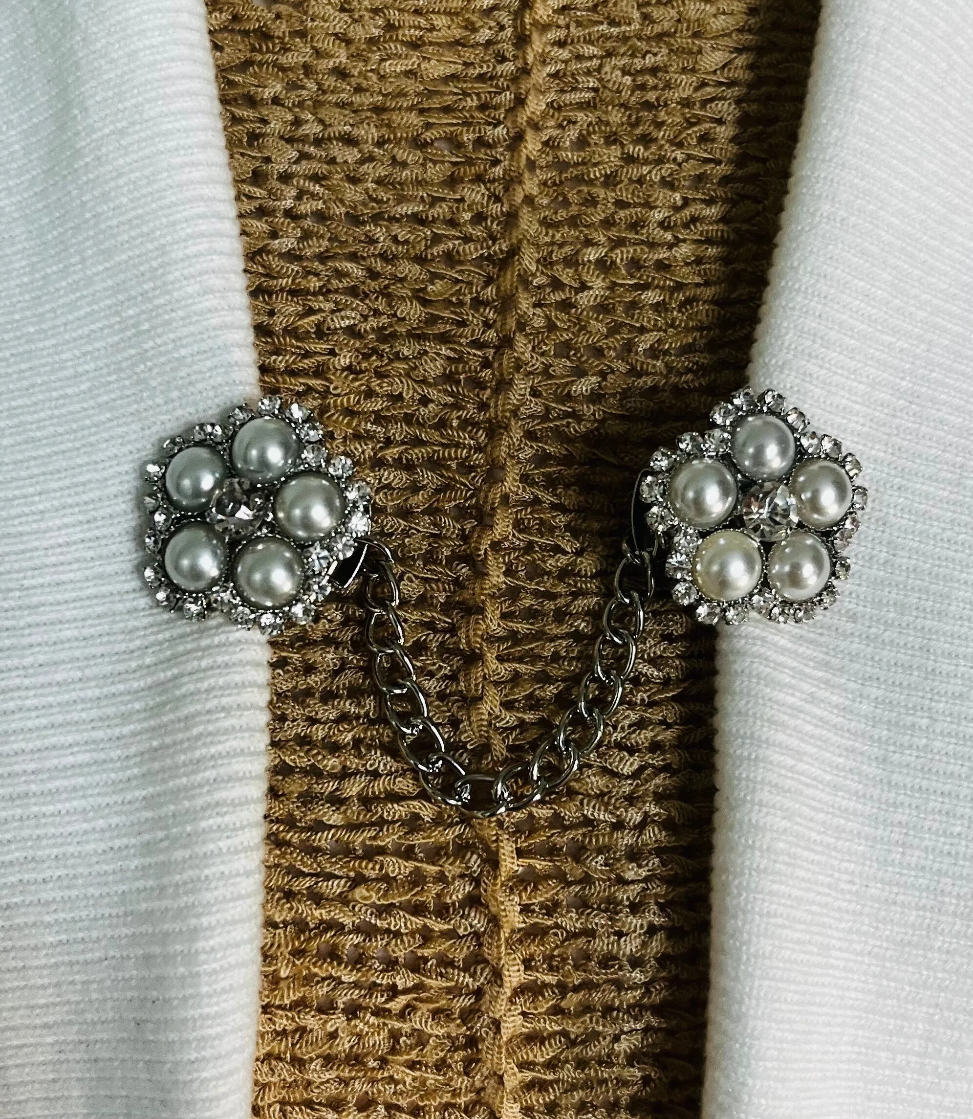 Sweater Clips Rhinestone Pearl Waist Clip Cardigan Clip Floral Sweater Clip Cinch Clip Dress Clips Jewelry Gift for Her by Fabulici