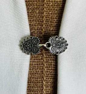 Sweater Clips Silver Flower Sweater Clip Celtic Cardigan Clasp Gift Gifts for Her by Fabulici