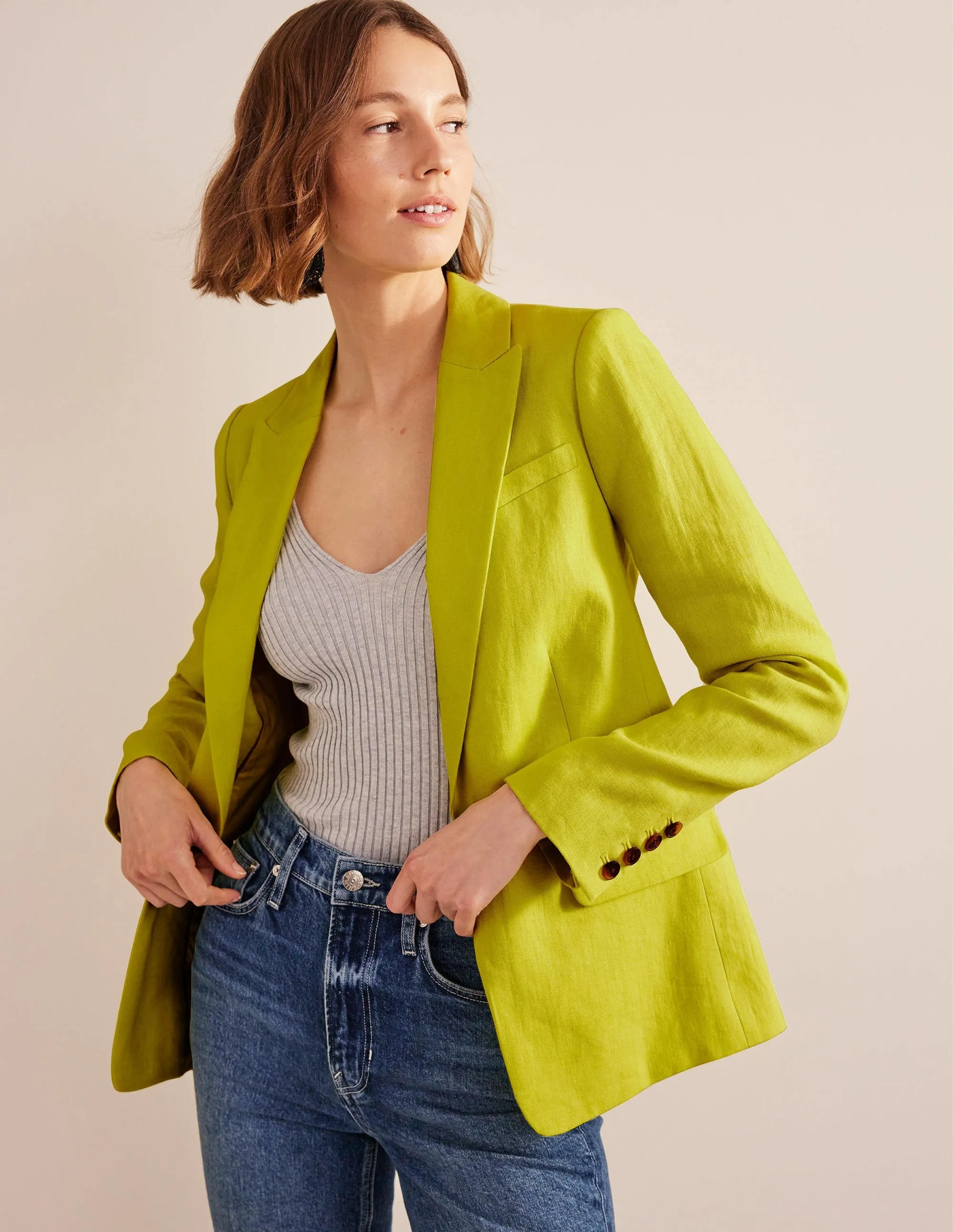 The Cambridge Linen Blazer-Citrus