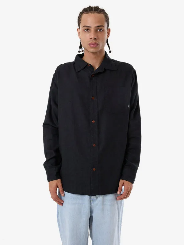 THRILLS Hemp Minimal Thrills Oversize Long Sleeve Shirt - BLACK