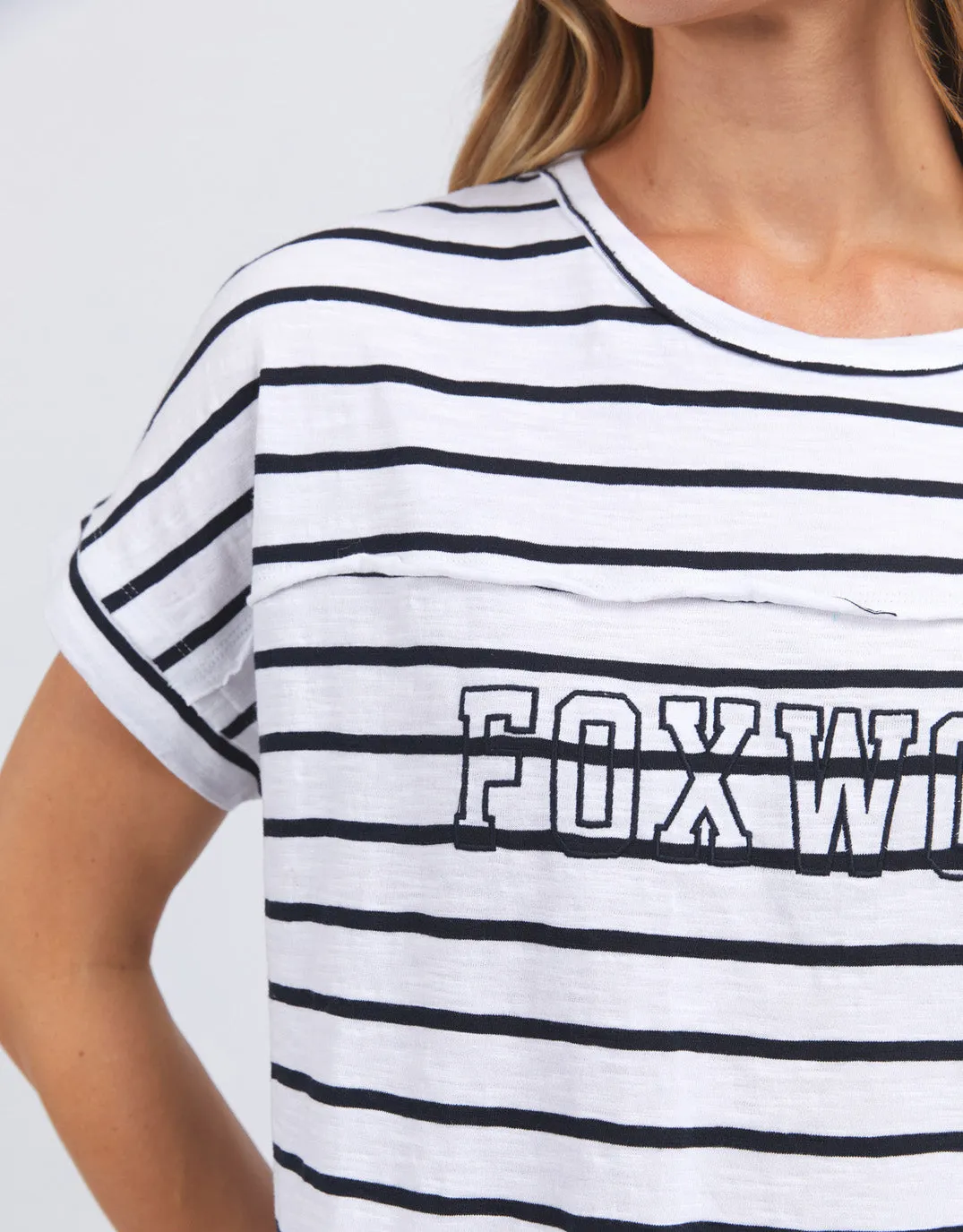 Throw On Short Sleeve Stripe Tee - White/Navy Stripe