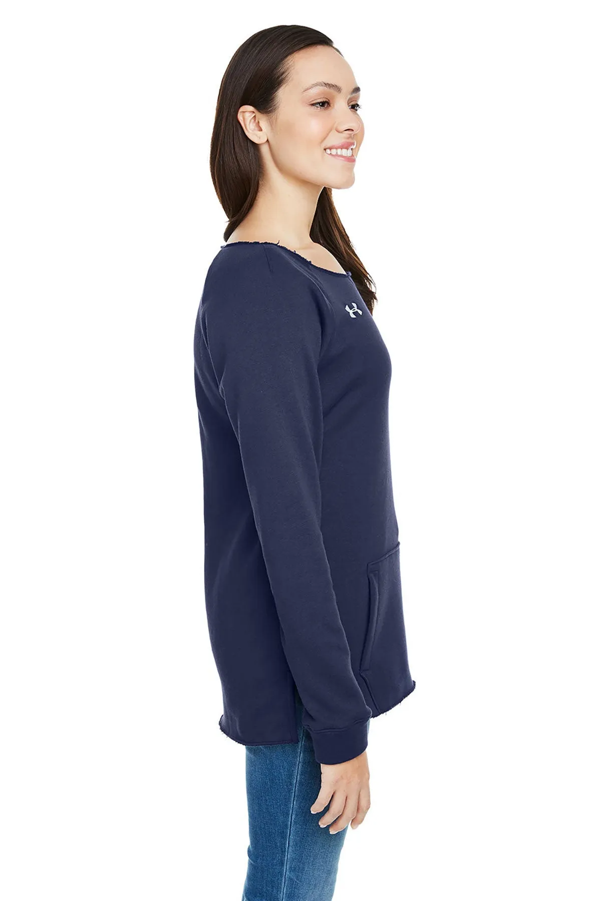 Under Armour Ladies Hustle Fleece Sweatshirt, Navy [GuidePoint Security]