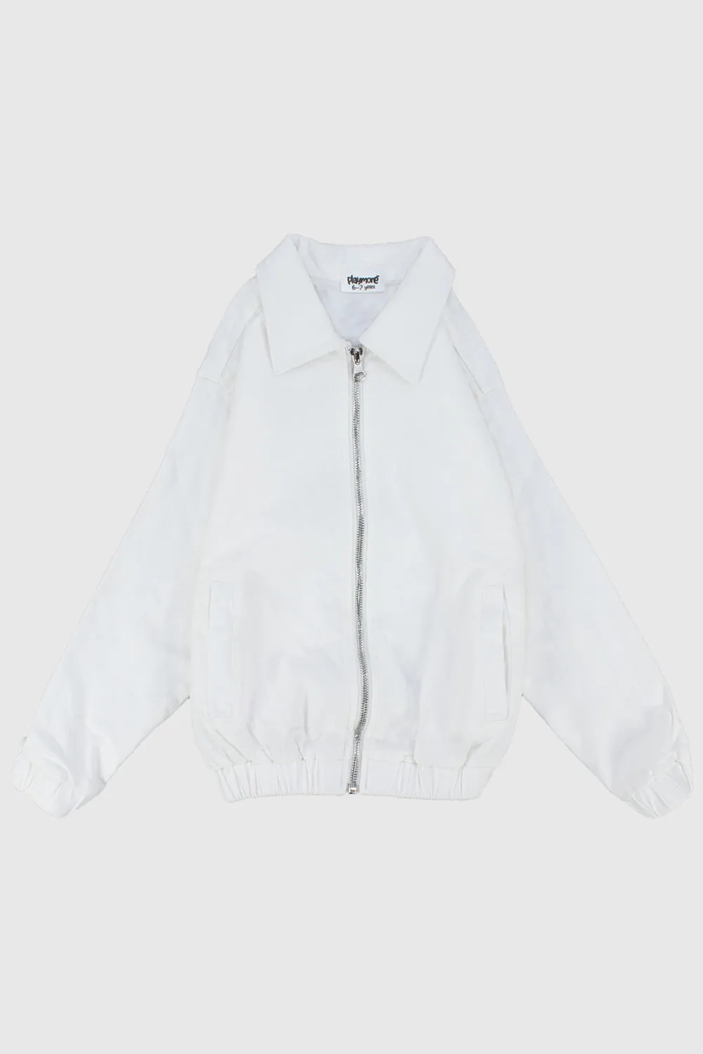 Unisex White Long-Sleeved Gabardine Jacket