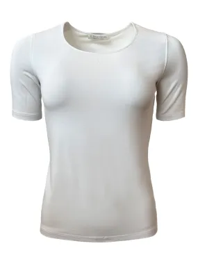 White Scoop Neck Viscose T Shirt