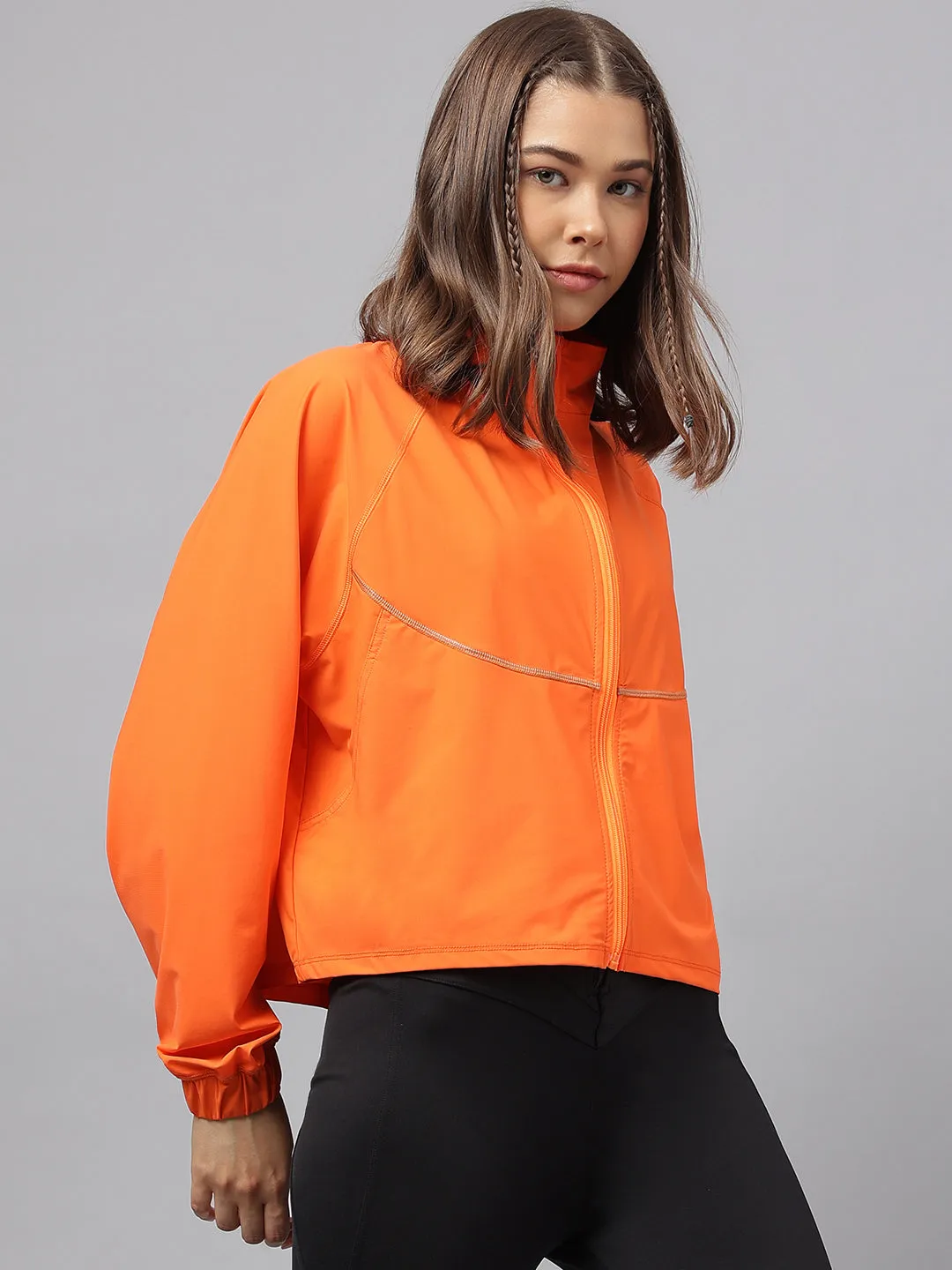 Women self design reflective detail sporty track jacket