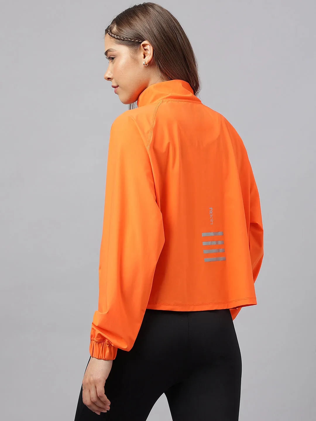 Women self design reflective detail sporty track jacket