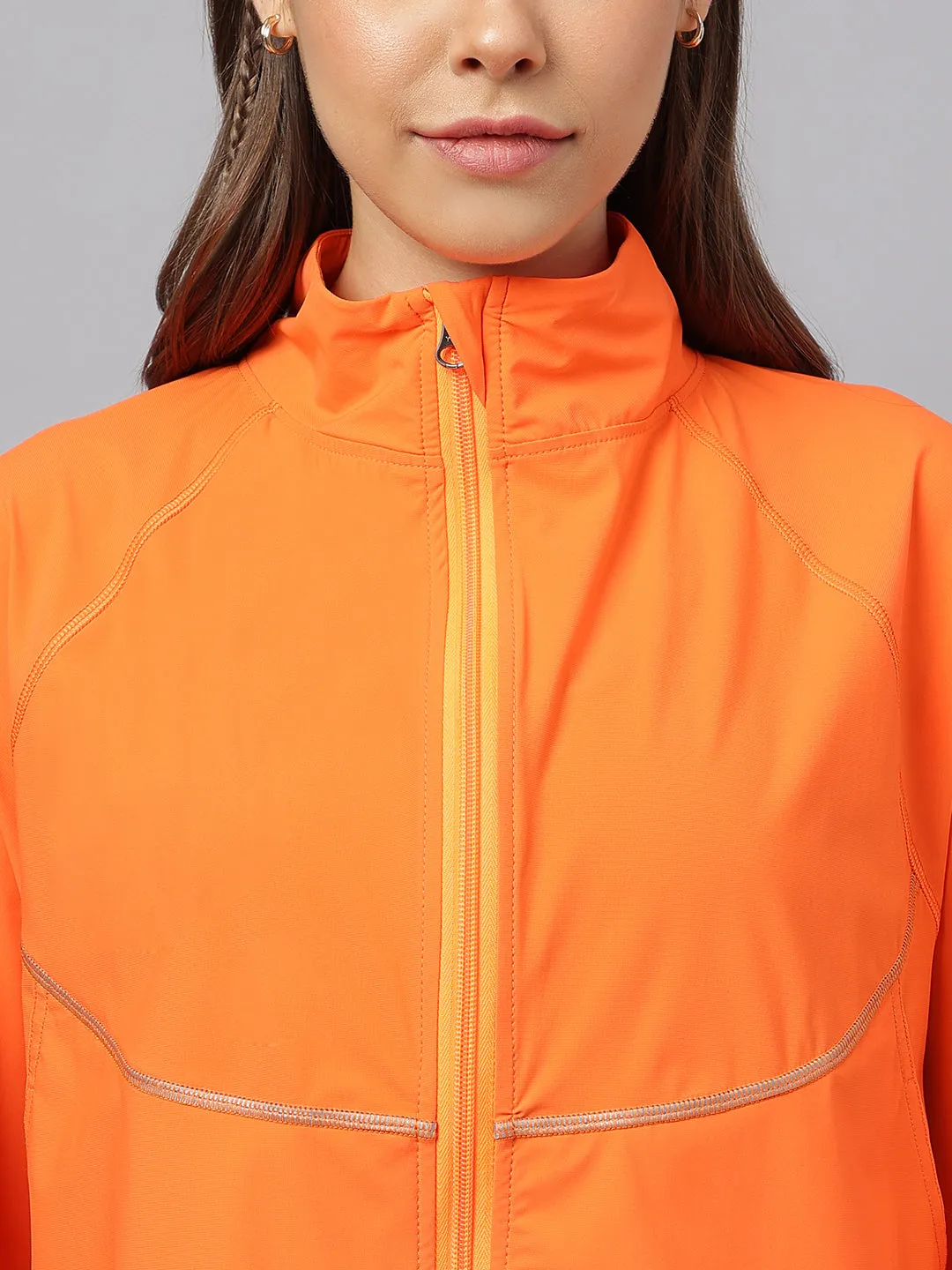 Women self design reflective detail sporty track jacket