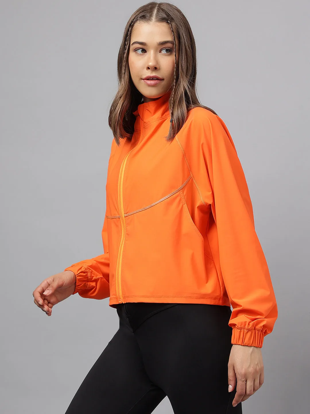 Women self design reflective detail sporty track jacket