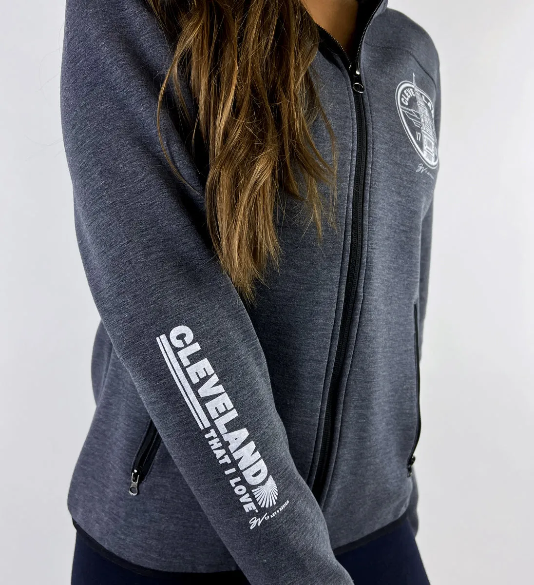 Women's Navy Cleveland Full-Zip Sweatshirt