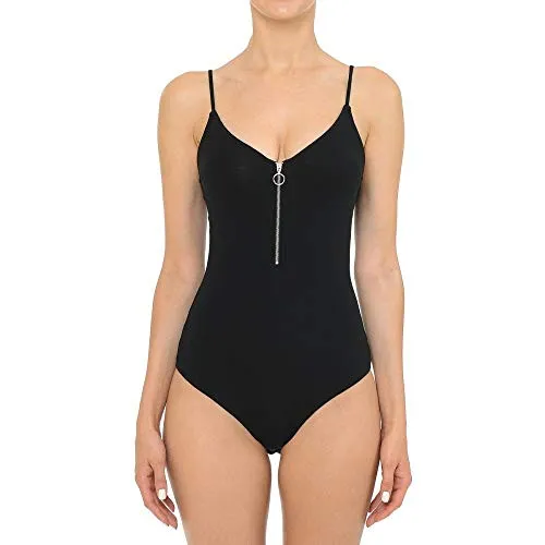 Women's  O-Ring Zip Up Cami  Spaghetti Strap Bodysuit