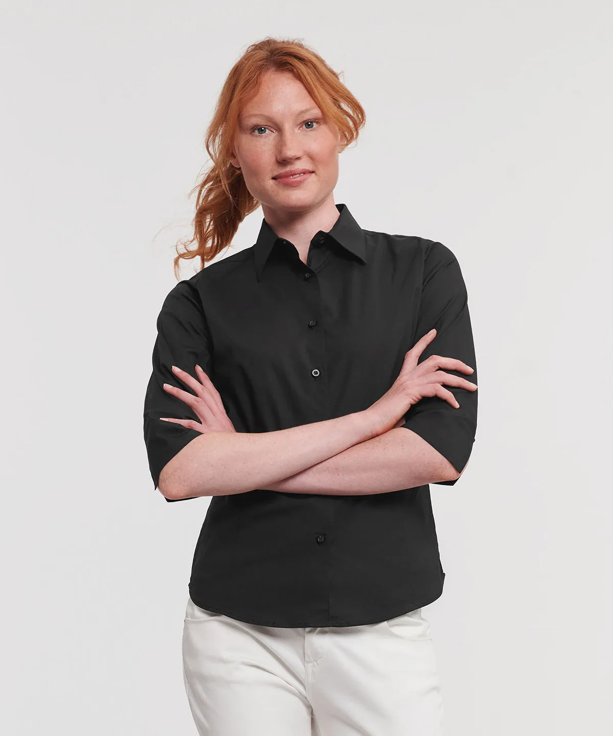 Womens  sleeve easycare fitted shirt | Chocolate