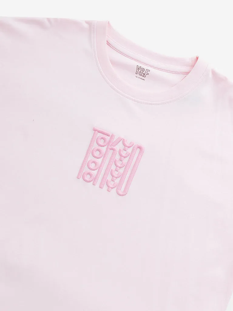 Y&F Kids Pink Tokyo-Inspired Graphic Cotton T-Shirt