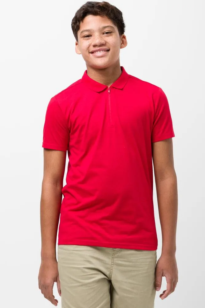 Zip Up Short Sleeve Golfer Red