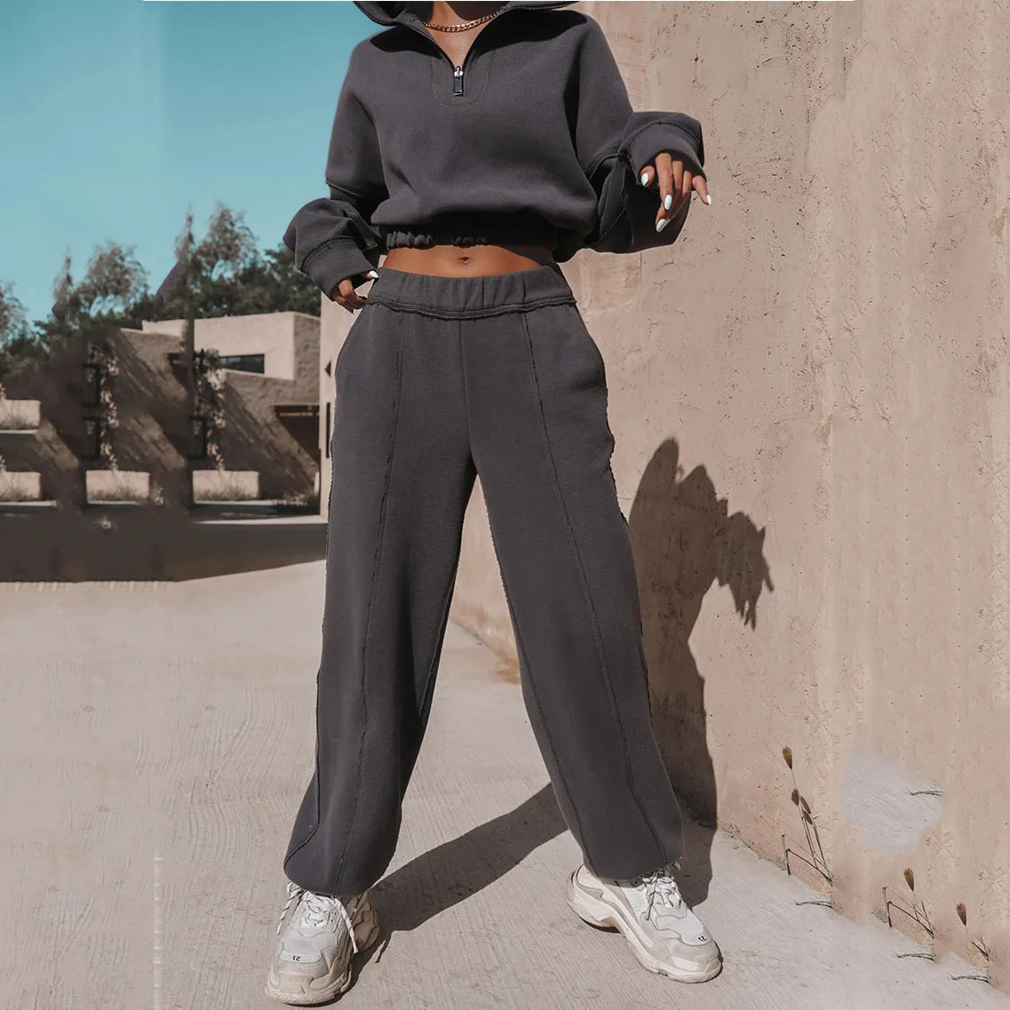 Zip-Up Sweatshirt and Jogger Set